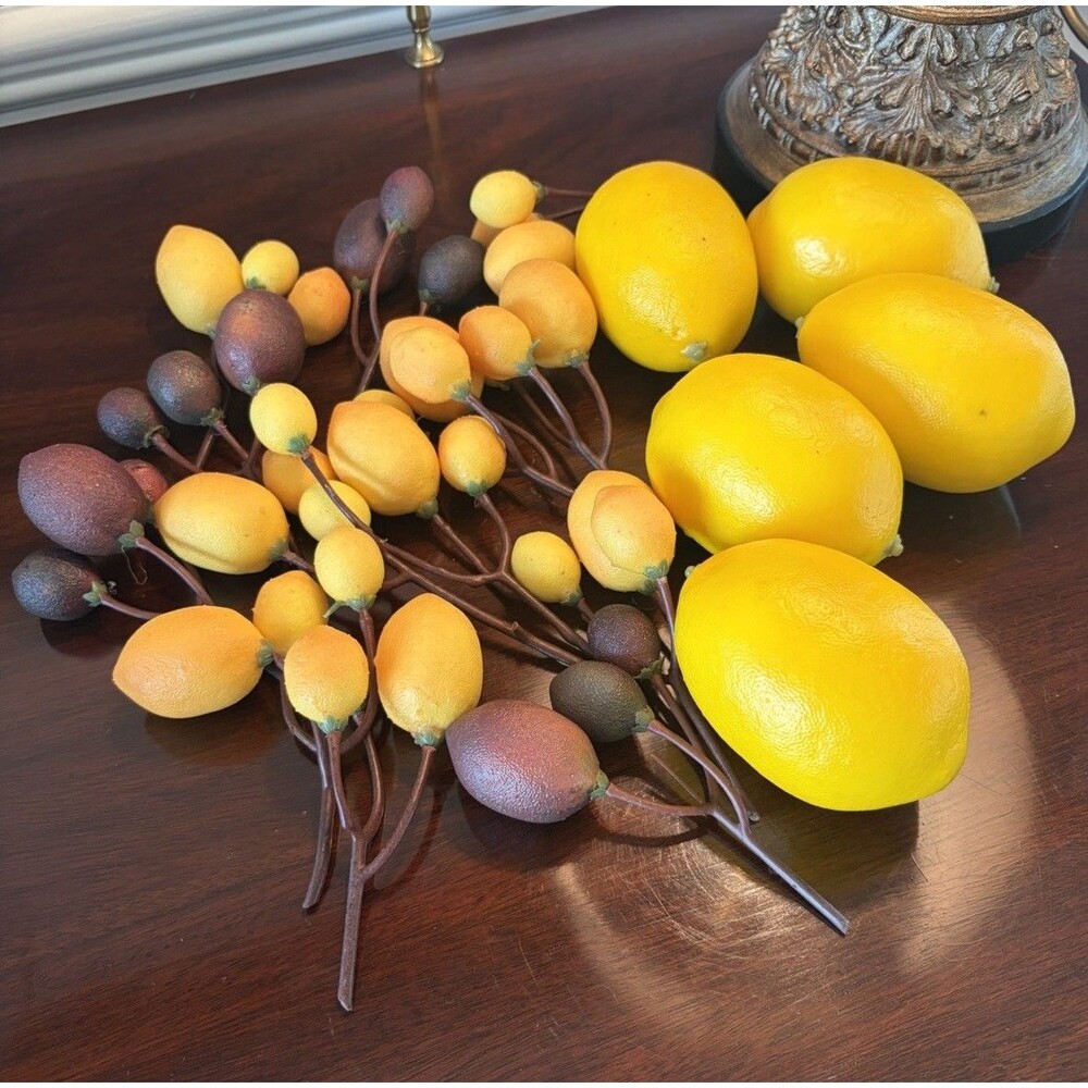 Vintage Artificial Citrus Fruit Lemons Large Lot  17 Pieces Faux Fake Realistic
